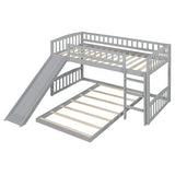 Twin Over Twin Bunk Bed with Slide and Ladder, Gray 44777113