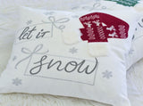 Let It Snow Christmas Throw Pillow 20x20" Square Cotton Cushion with Red Knit Hat Design and B357P609250