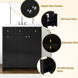 ZUN 30-Inch Black Bathroom Vanity with Ceramic Sink Combo, Abundant Storage Cabinet - 2 Soft-close Doors WF532032AAB