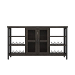 ZUN Industrial Wine Bar Cabinet, Liquor Storage Credenza, Sideboard with Wine Racks & Stemware Holder 80801520