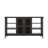 ZUN Industrial Wine Bar Cabinet, Liquor Storage Credenza, Sideboard with Wine Racks & Stemware Holder 80801520