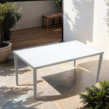 Outdoor Patio Aluminum 40"x70" Two-tone Table Top Rectangle Dining Table with Tapered Feet & W1886P164363