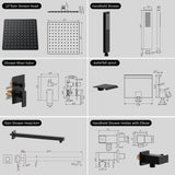 ZUN Male NPT Bathtub Shower Faucet Set, Waterfall Tub Faucet with 12-Inch Matte Black Rain Shower Head 98675835