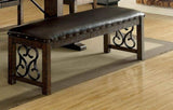 ZUN Traditional 1pc Bench Dining Room Leatherette Espresso Seat Rustic Walnut Finish Wooden Bench B011P246017