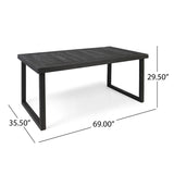 Outdoor 69" Acacia Wood Dining Table, Sandblast Dark Gray Finish 62617.00SDGRY
