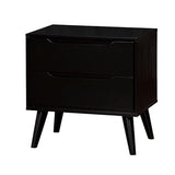 Mid-Century Modern Black Color 1pc Nightstand Bedroom Furniture Solid wood Round Tapered Legs B011P238915