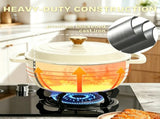 Cast iron 5QT cooking pot - ceramic white - comes with two silicone gloves - Enamel pot 06079080