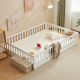 Fence Bed With Door With Board White Painted Pine Full Children's Bed 22080146