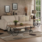 ZUN Oak and Antique Grey Coffee Table with Shelf B062P209081