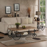 ZUN Oak and Antique Grey Coffee Table with Shelf B062P209081