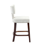 Mid Century Modern Counter Height Bar Stools Set of 2, Farmhouse Linen Fabric Upholstered Accent W1143P296347