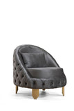 Chair with Fabric button-tufted velvet upholstery Finish in Grey 698781389249