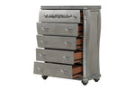 ZUN Destiny Traditional Style 5-Drawer Chest With metal drawer pulls Made with Wood in Silver B009P234702