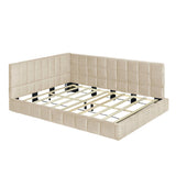 Full Size Upholstered Daybed/Sofa Bed Frame-Beige, Velvet 46166540