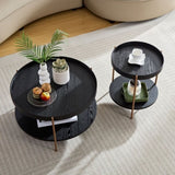 ZUN 2-Piece Modern 2 tier Round Coffee Table Set for Living Room,Easy Assembly Nesting Coffee Tables, W2582P167726