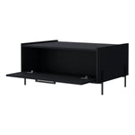 ZUN Black Coffee Table with Flip-Down Door B062P252207