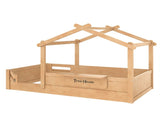 Twin Size Floor Bed with Guardrails and Roof, Kids House Floor Bed with a Small Built-in Tray and W1580P396331