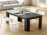 Modern Dining Table 63 Inch Rectangular Kitchen Table for 4-6 People Black Wood Effect Living Room 02324399