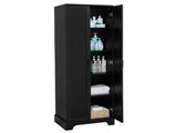 Storage Cabinet with Two Doors for Bathroom, Office, Adjustable Shelf, MDF Board, Black 55344255