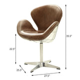 Retro Brown and Chrome Accent Chair with Padded Cushion B062P186468