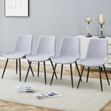 ZUN Comfortable Linen-Cotton Dining Chair Set - Four Pieces in Light Gray.Integrated Seat and W1151P230557