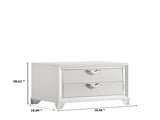Modern Style 2-Drawer Nightstand with LED Glow & V-Shape Handles in White B009133860