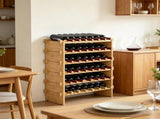 Bamboo 48 Bottle Stackable Modular Wine Rack, 6-Tier Wood Storage Rack, Floor Freestanding Wines 82487185