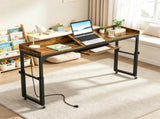Adjustable Height Overbed Table with Rolling Casters and Built In Charging Station 14868485