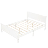 Full Size Wood Platform Bed with Headboard and Wooden Slat Support WF289141AAK