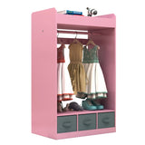 Kids Costume Organizer Costume RackKids ArmoireOpen Hanging Armoire Closet with Mirror-PINK 52444756