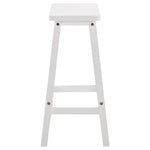 ZUN 2pcs Pine Wood Saddle Seat Bar Stool White 07638895