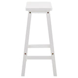 ZUN 2pcs Pine Wood Saddle Seat Bar Stool White 07638895