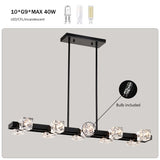 Rectangle Chandelier for Dining Room, 8-Light Black Farmhouse Linear Pendant Light Fixture, Modern W1592P232225