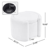 ZUN Cozy Boucle Storage Ottoman: Stylish Comfort with Hidden Storage, White N769P199879W