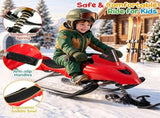 2-in-1 Kids Snow Racer Sled with Tow Rope, 30&deg Steering & Dual Foot Brakes Downhill Ski Sled, 01237271