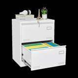 Filing Cabinet Lateral File Cabinet 2 Drawer, White Filing with Lock, Locking Metal File W1247P160451