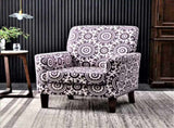 Patterned Polyester Blend Armchair, Solid Birch Wood Frame with Brown Tapered Legs, Foam Padded 58882993