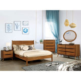 Mid-Century Modern Oak Color 1pc Nightstand Bedroom Furniture Solid wood Round Tapered Legs B011P236773