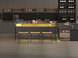 59 inch bar table, dining table, sofa table with power socket and LED light, 3 saddle stools, W2972P313230