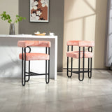 ZUN House Hold Bar Set of 2, Modern Bar Stool with Back, Black Metal Frames, Upholstered Bar W1588P194943