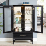 Lighted Curio with Glass Doors and Adjustable Shelves 2 Door Wine Display Curio W1758P297546
