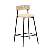 Counter Stools Set of 2 Handwoven Paper Rope Bar Stools Boho Round Dining Pub Chairs for Kitchen W1757P271584
