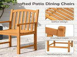 5-Piece Acacia Wood Patio Dining Set, 4-Person Outdoor Square Table & Armchair Set with Umbrella 49434874