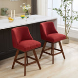 ZUN Counter Height Swivel Barstools, 26'' H Seat Height Upholstered Bar Stools Set of 2, Fabric in Wine 57521241