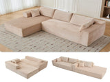 Compression Sectional Couch with Comfy Chaise, Boneless L Shape Sofa with Deep Seat, Minimalist 21327516
