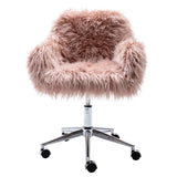 HengMing Modern Faux fur home office chair, fluffy chair for girls, makeup vanity Chair W21222750