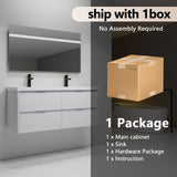 48 Inch Bathroom Vanity With Dual Sink, Resin Sink, 4 Soft Close Drawers, 48x18 W999P192264