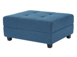 Navy Blue Tufted Ottoman, Fabric Upholstered Footrest with Wood Legs, 28.86"L Indoor Ottoman for N779P445624N