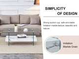 43.3-inch sturdy double-layer coffee table - tempered glass tabletop and table legs, with a W1512P317336