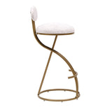 Bar Stools Set of 2 S-shaped Gold Barstools with Backrest Floral Print Upholstered Dining Chairs W1757P269012